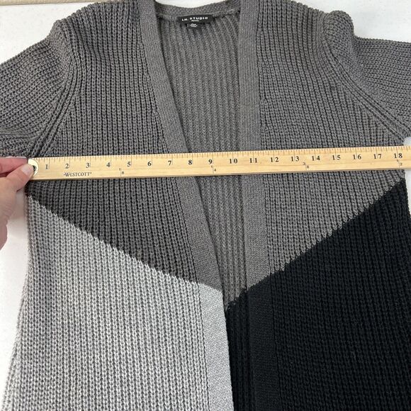 I.N. studio womens Sweater Cardigan Duster Open Front Colorblocked Petite Medium - Picture 15 of 16
